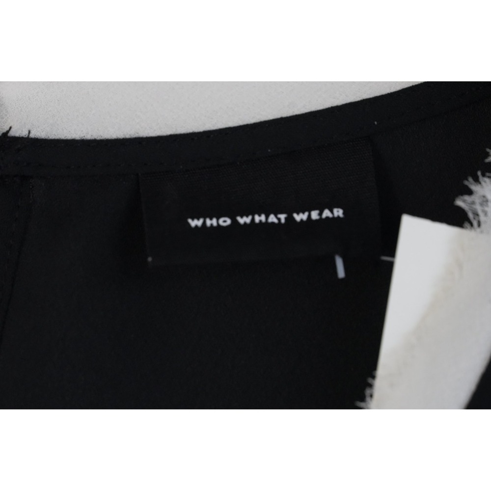 Who What Wear Womens Sleeveless Layered‎ Blouse Black White Medium Keyhole Back - Picture 2 of 9